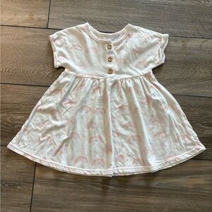 Charming Cream Kids Dress with Rainbow Pattern
